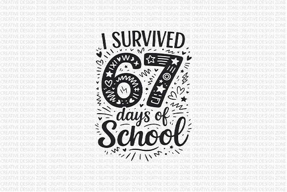 67 Days of School Doodle PNG: A Versatile Graphic for Classroom Celebrations