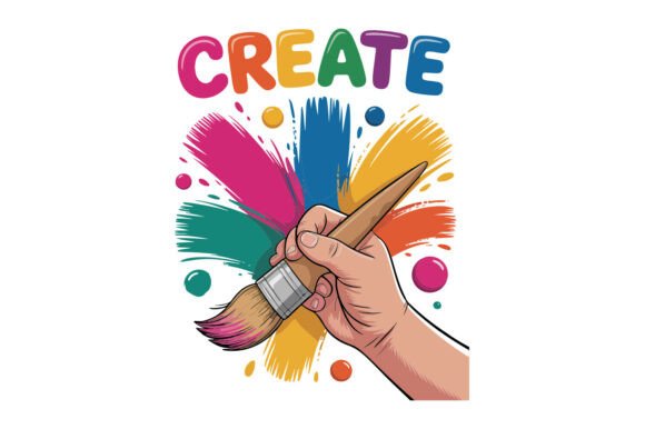 Child's Hand Paintbrush Color Clipart