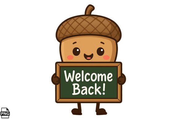 Cute Acorn Holding Chalkboard Clipart