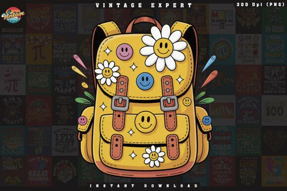 Cute Floral Teacher School Bag Clipart: A Versatile Design for Creative Projects
