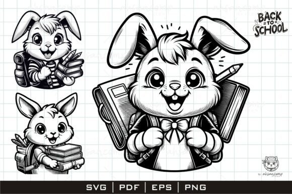 Cute School Bunny Vector Illustration