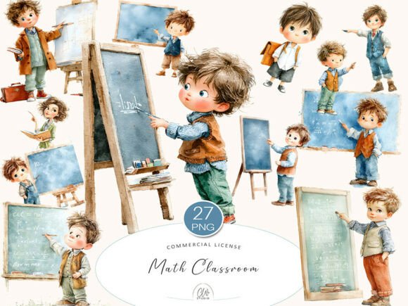Enhance Your Educational Projects with a Math Classroom Watercolor Set