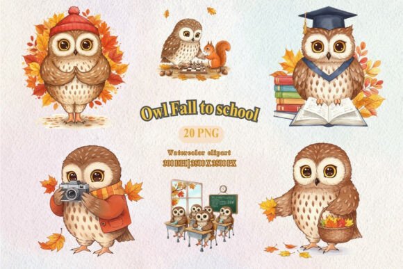 Enhance Your Fall Classroom Decor with the Cute Fall Owl School Clipart Set