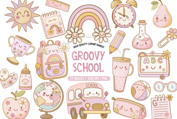 Groovy School Clipart Bundle: A Versatile Resource for Educational and Creative Projects