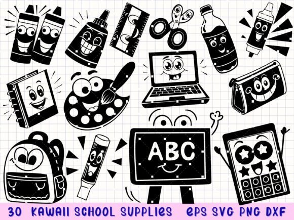 Kawaii School Svg Cartoon Stationery