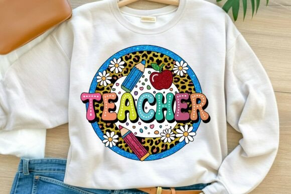 Rainbow Glitter Teacher PNG with Leopard: A Versatile Design for Educators and Creators