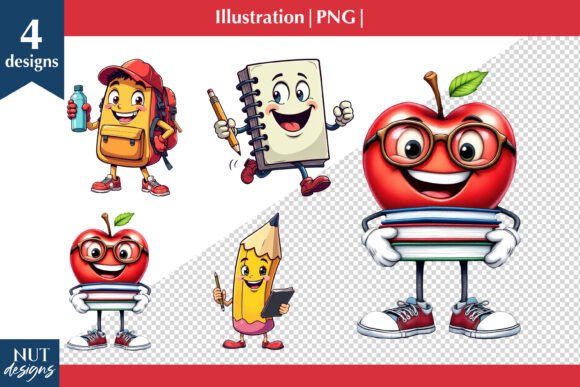 School Clipart and Supplies Mascot for Creative Design