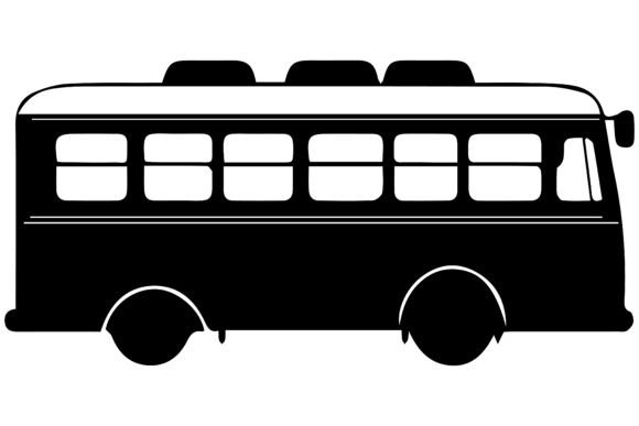 Set of Different Silhouettes School Bus
