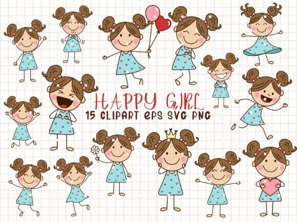 Unlocking Creativity with Happy Girl SVG Cute Girl Clipart Doodle: A Digital Asset for Modern Designers